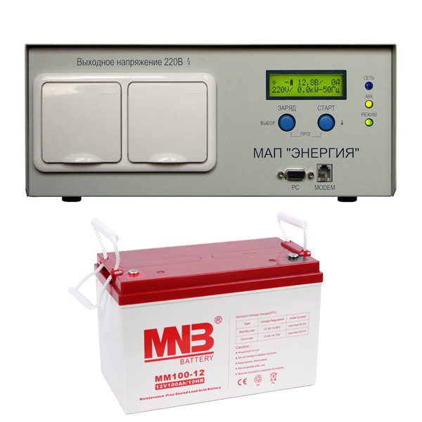Купить Комплект инвертор МАП SIN Pro "Энергия" 1.3/12 + АКБ 100 Ач в ...